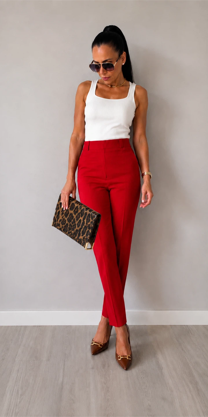 Red Cropped Pants