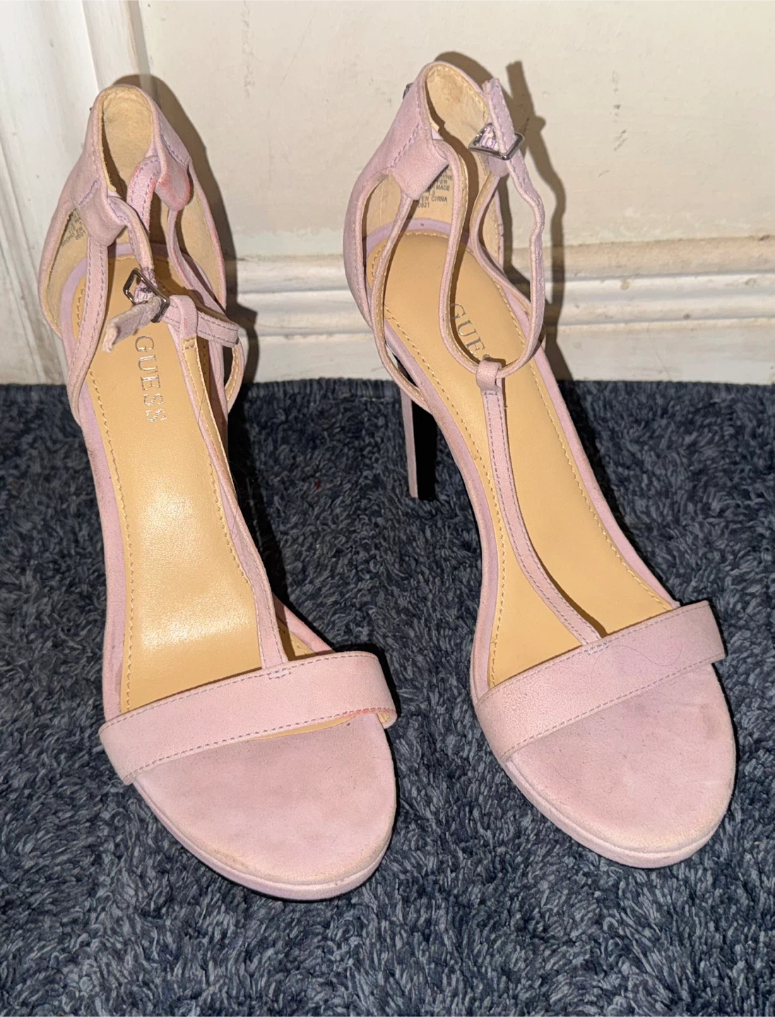 Guess Pink Suede Heeled Sandals
