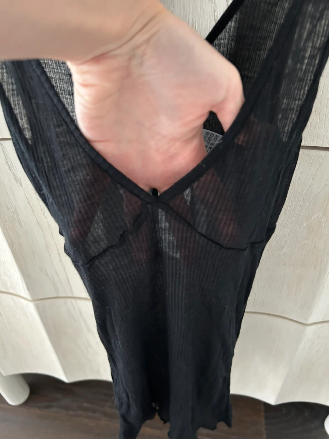 Zara Black Ribbed V-Neck Tank Top - photo 2