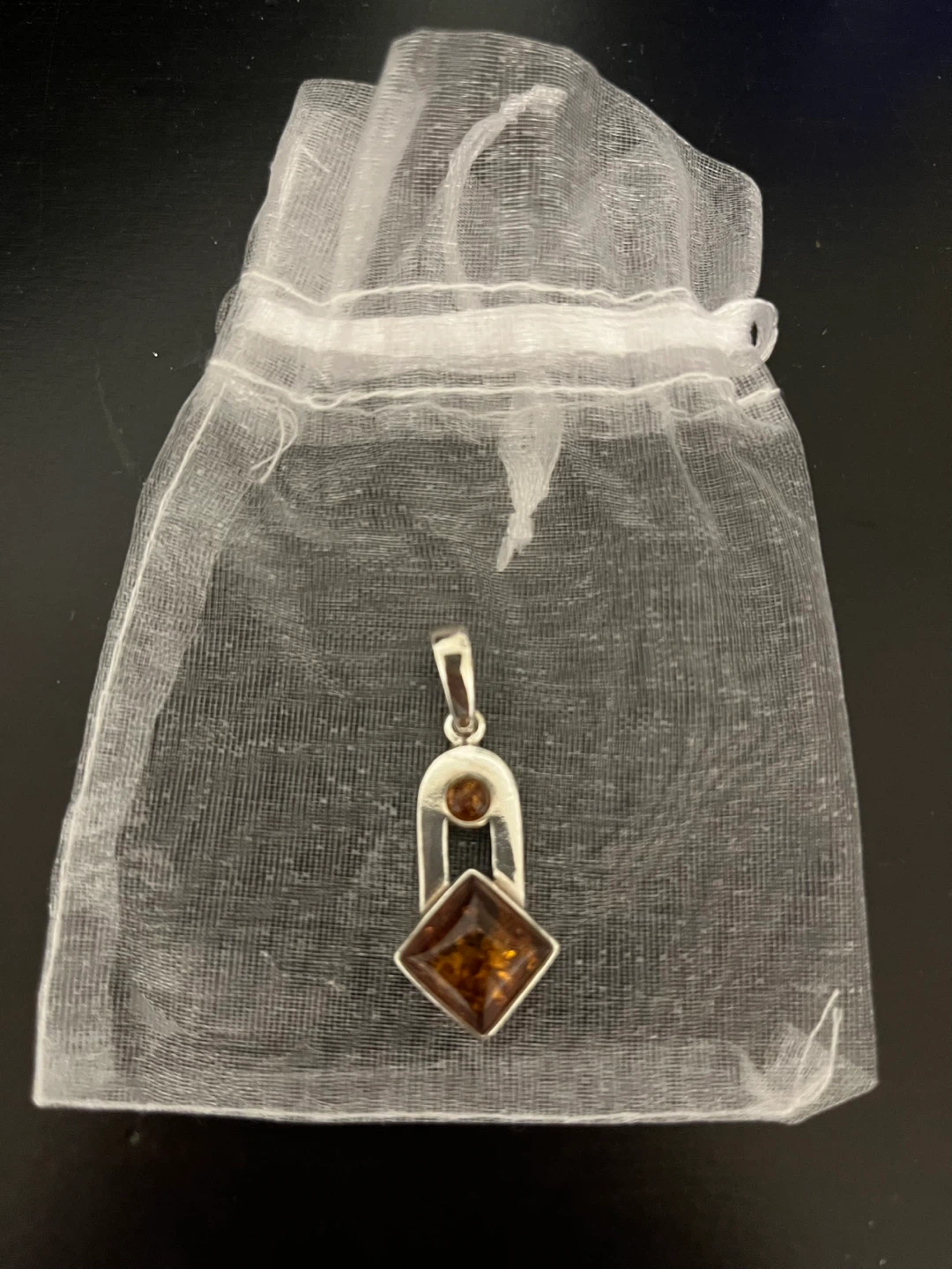 Sterling Silver Amber Pendant