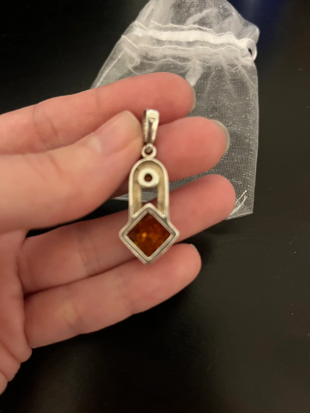 Sterling Silver Amber Pendant - photo 3