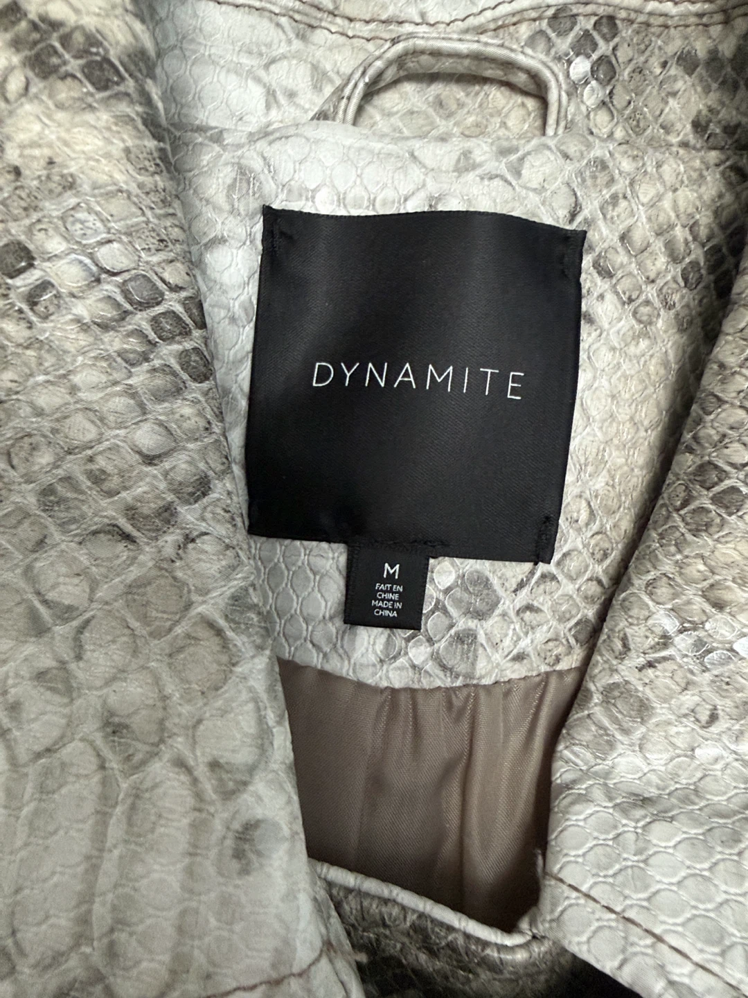 DYNAMITE Snakeskin Print Faux Leather Moto Jacket Size M - photo 2