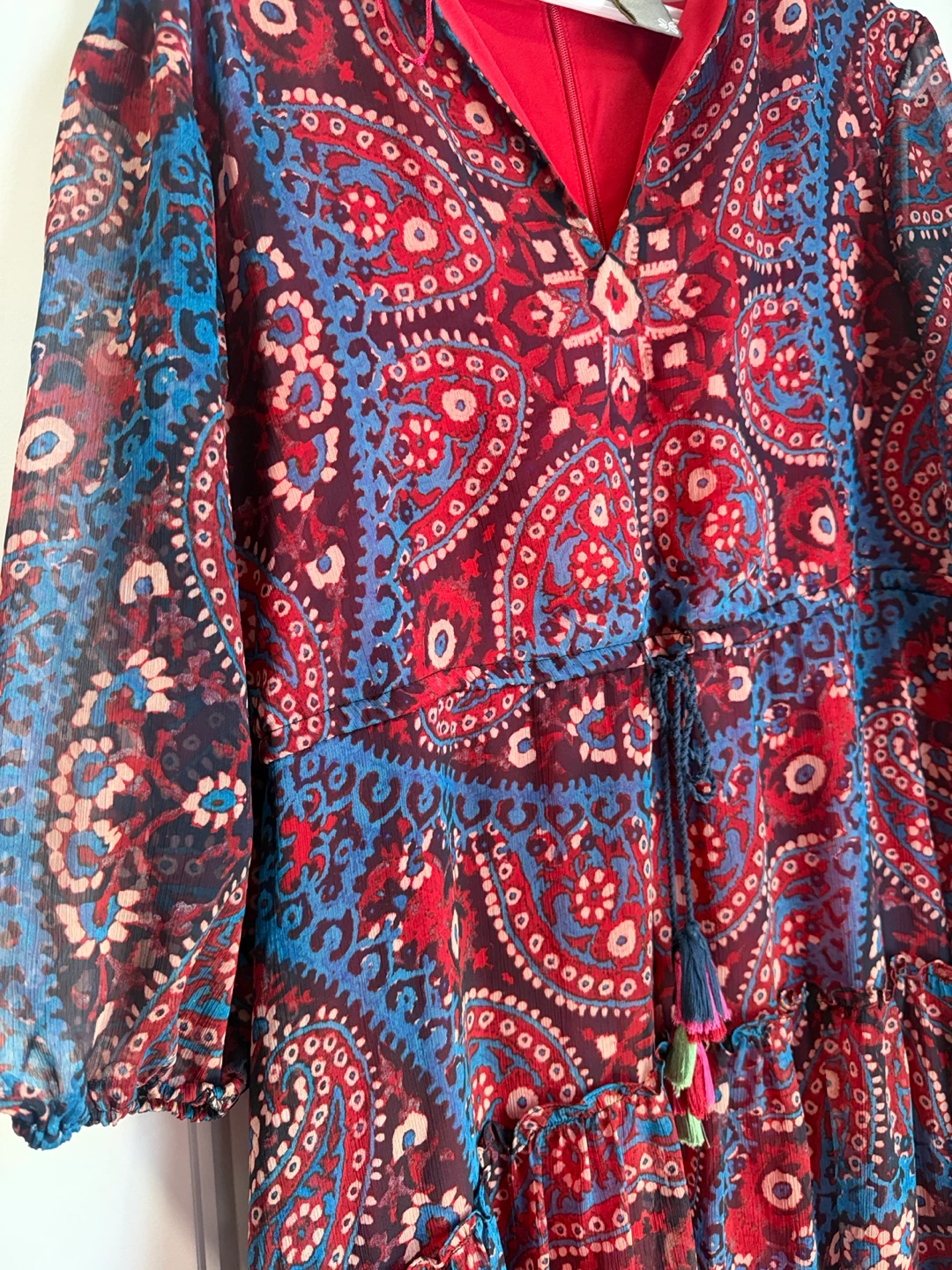 Taylor Red Blue Paisley Maxi Dress