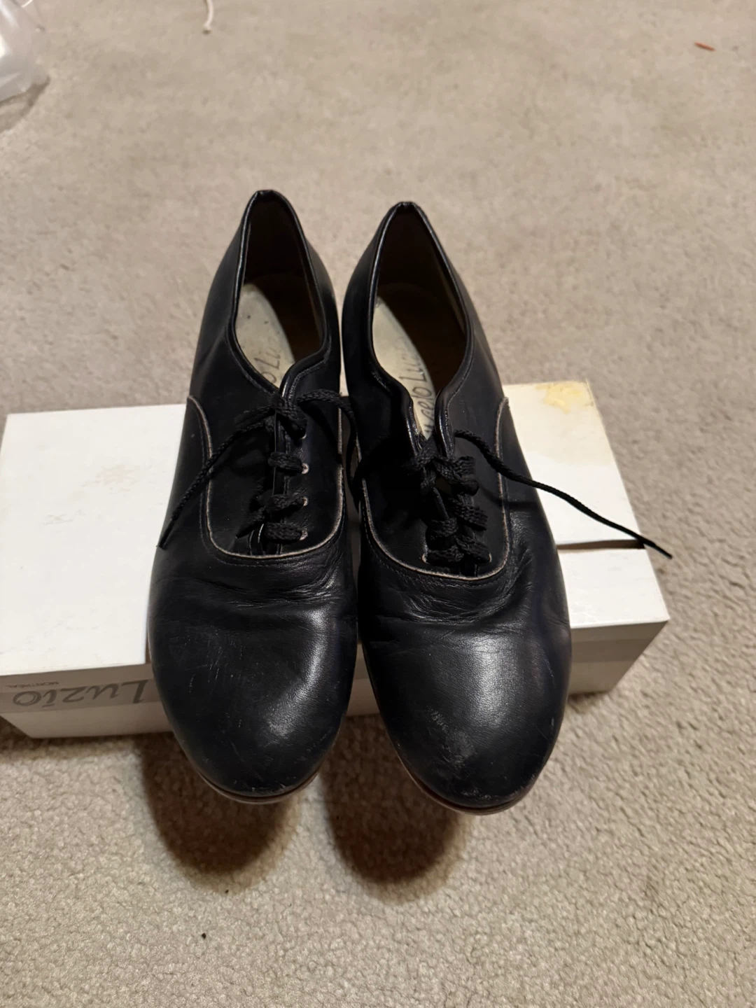 Angelo Luzio Size 7M Black Leather Tap Shoes