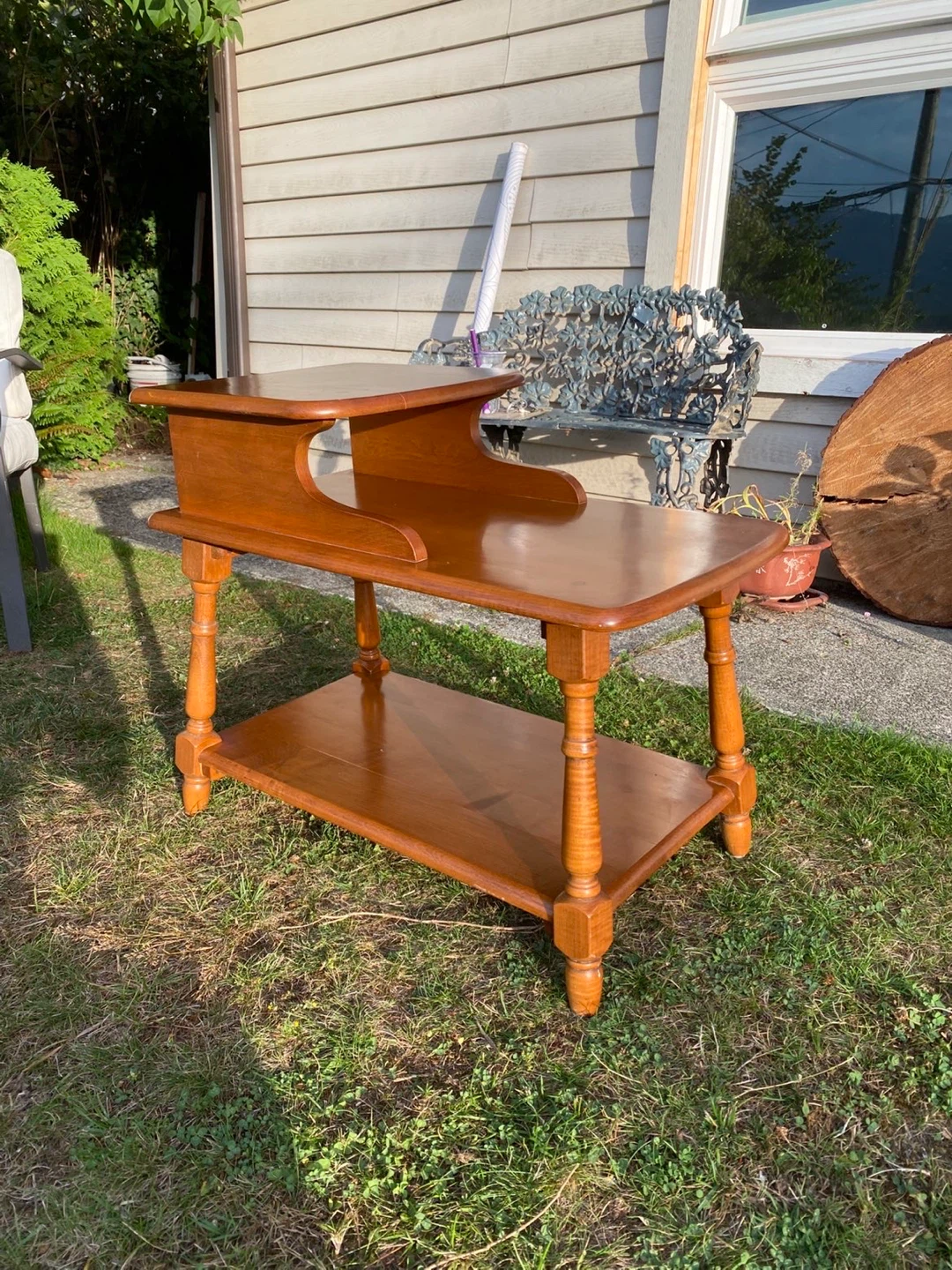 Vintage two tier wood step end table - photo 3