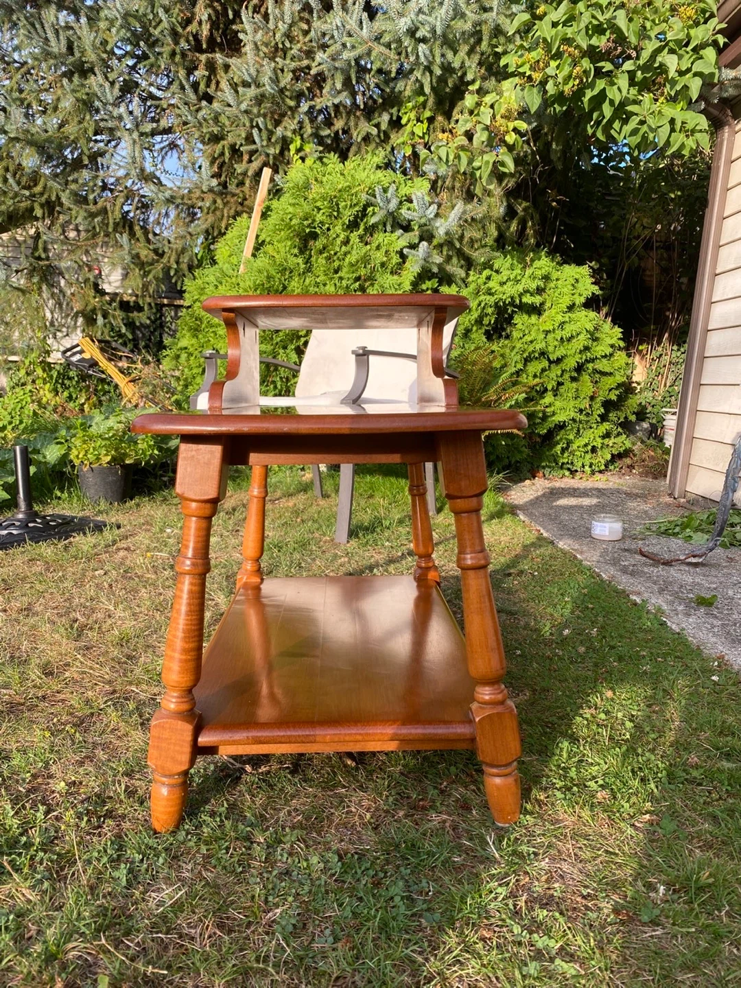 Vintage two tier wood step end table - photo 4