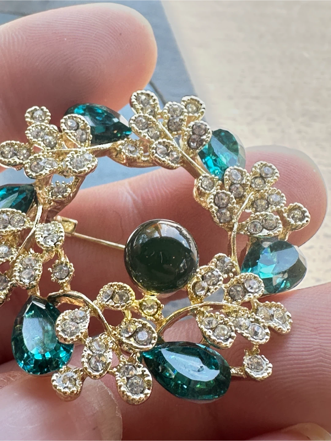 Floral wreath black pearl brooch - photo 2
