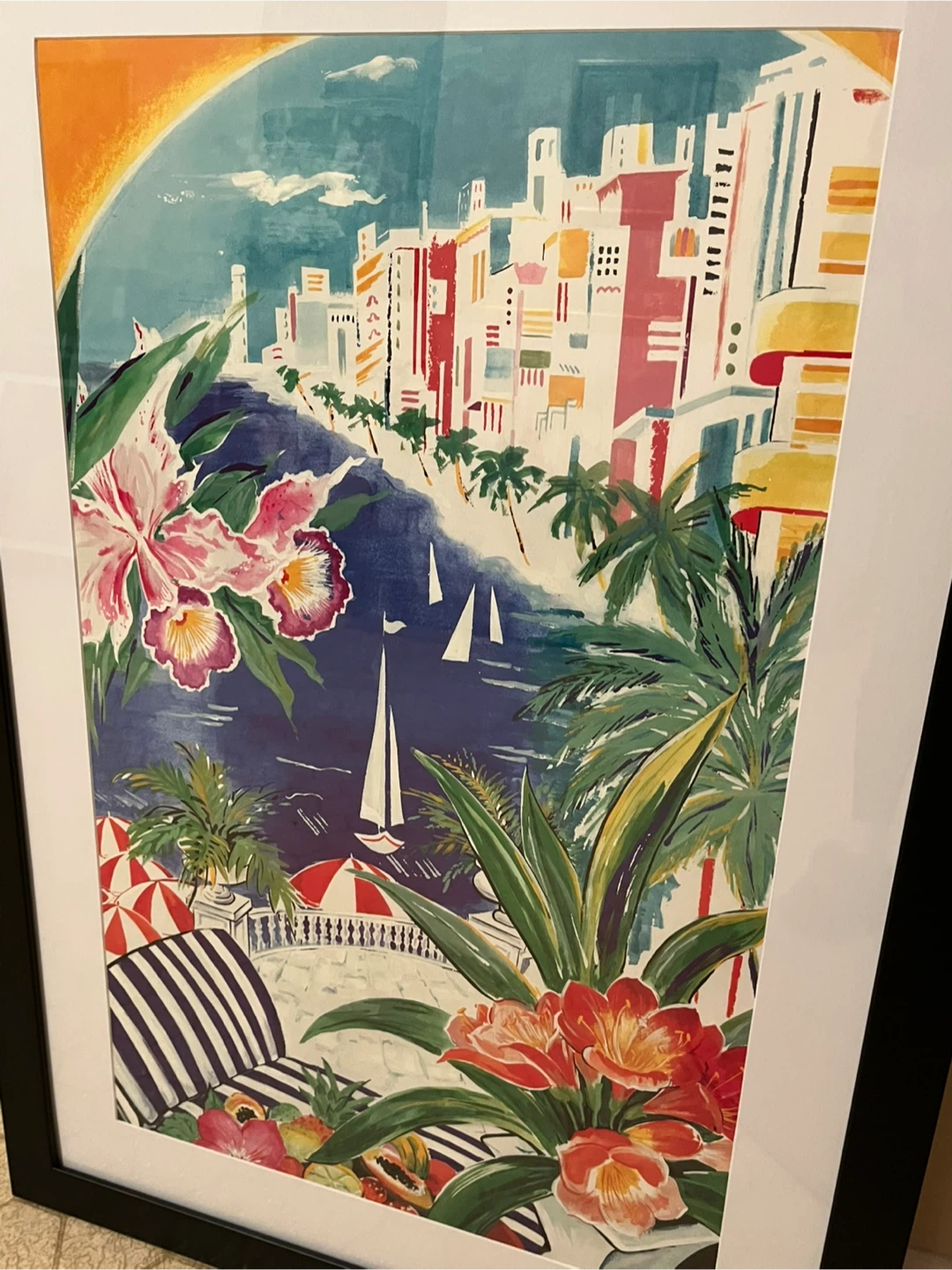 Eva Kane Custom South Beach Miami Print Art black wood frame - photo 2