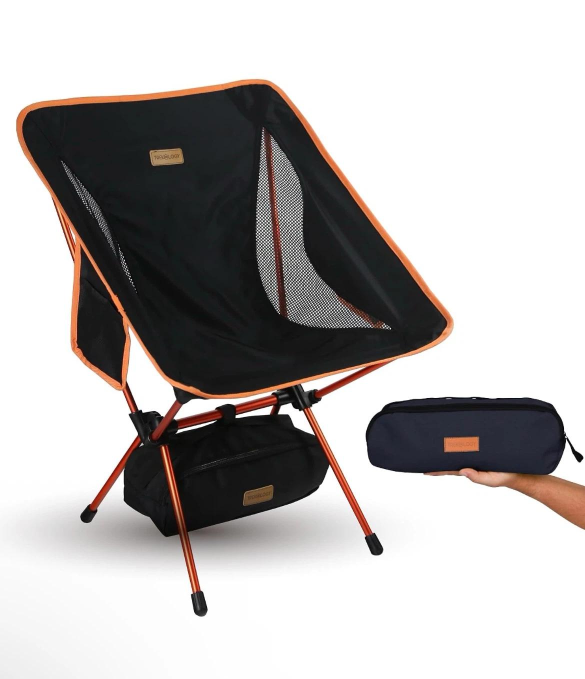 TREKLOGIC Portable Camping Chair - Black/Orange