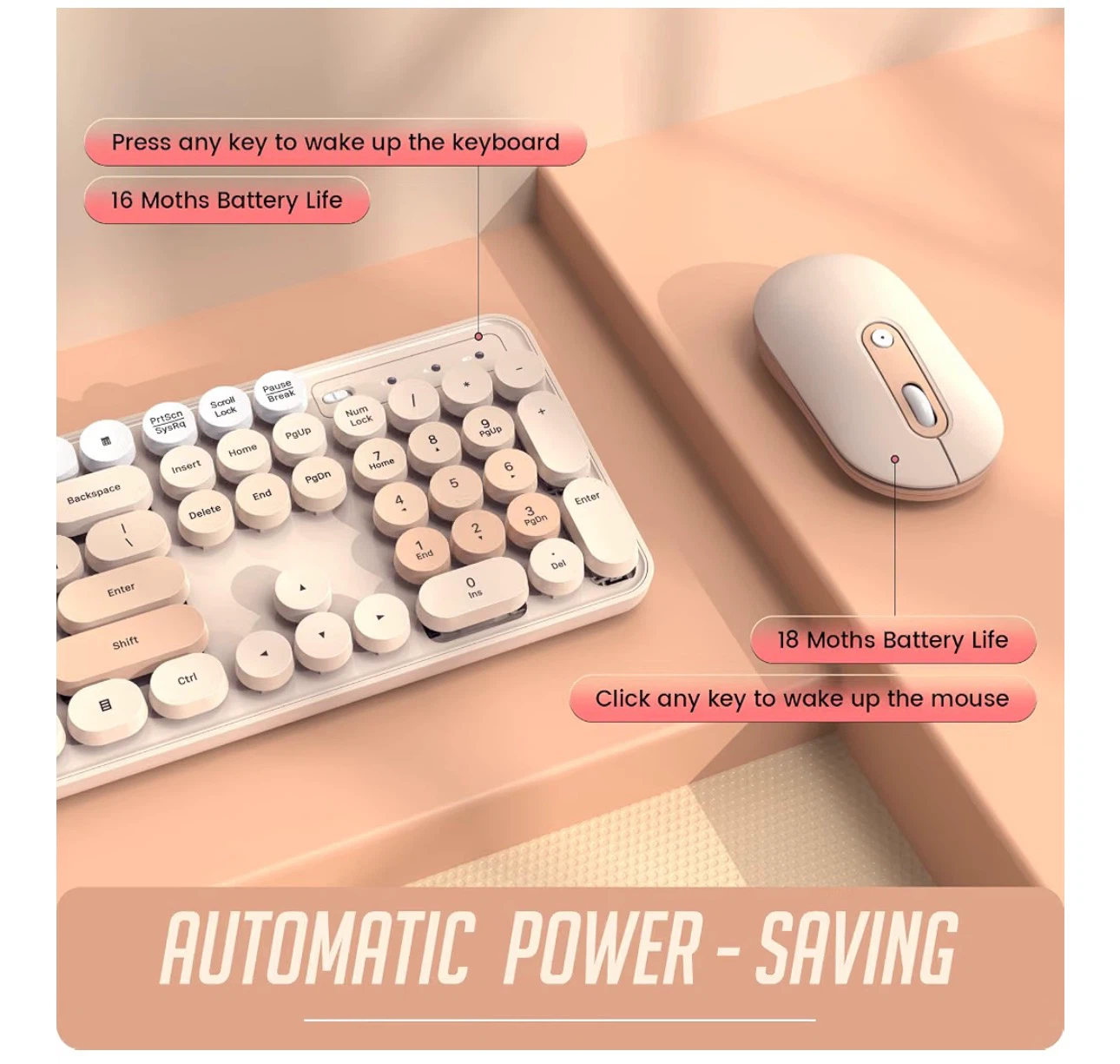 Retro Wireless Keyboard and Mouse Combo - photo 5