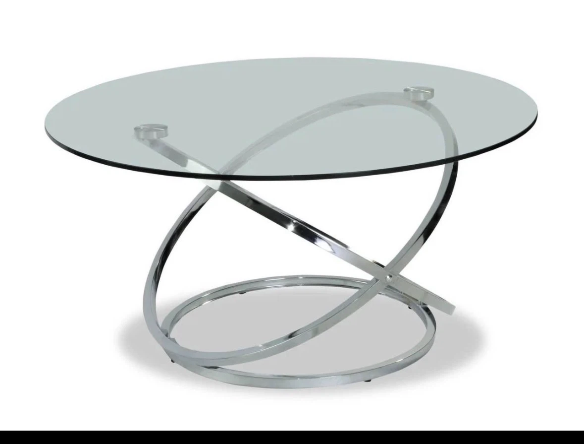 Glass Top Coffee Table with Chrome Swirl Base - photo 2