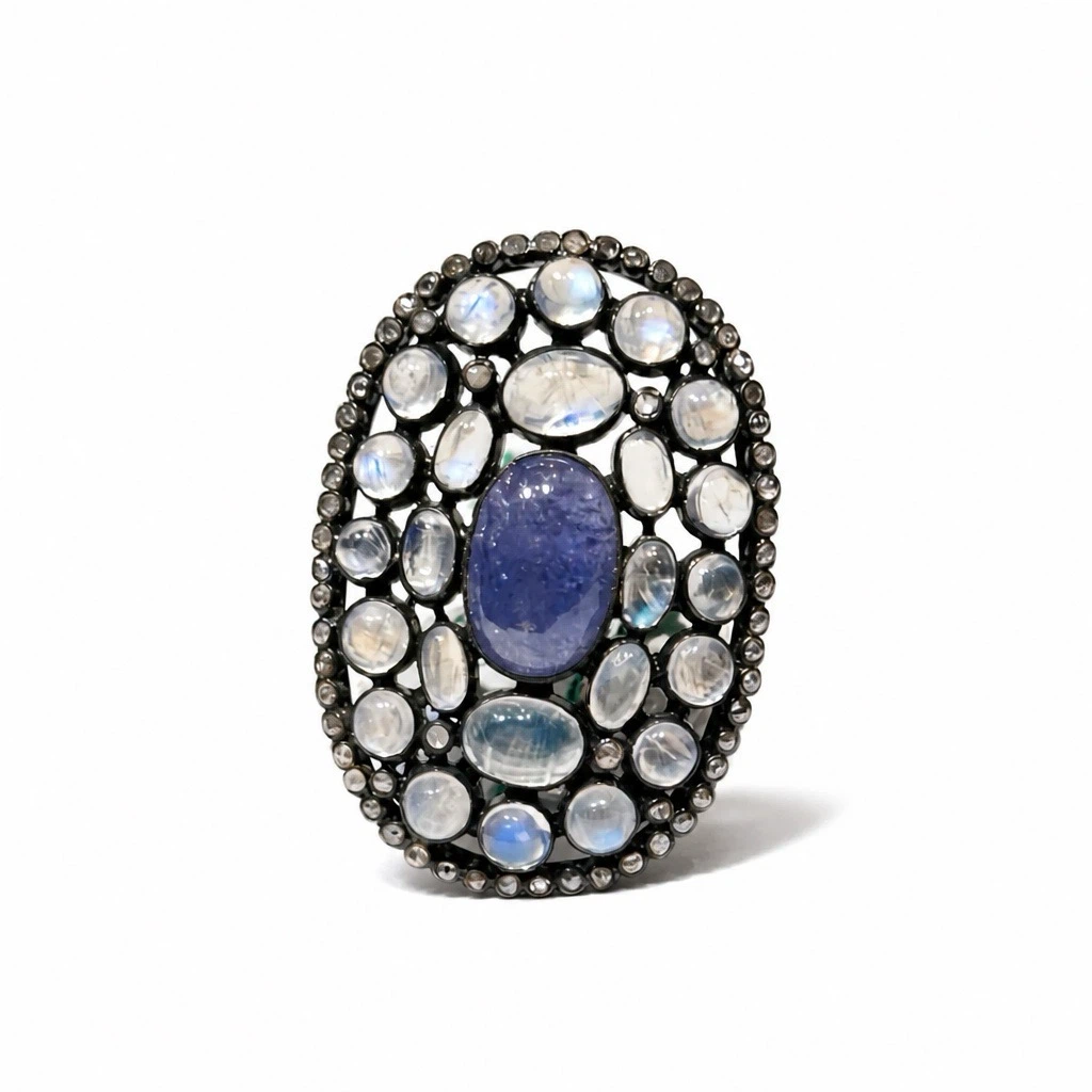 Oval Tanzanite & Moonstone Ring