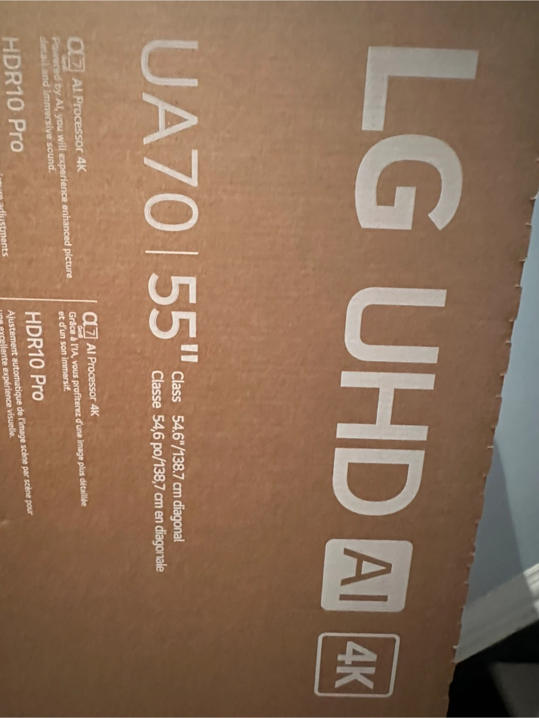 LG 55" UHD AI 4K Smart TV UA70. Unopened brand new.