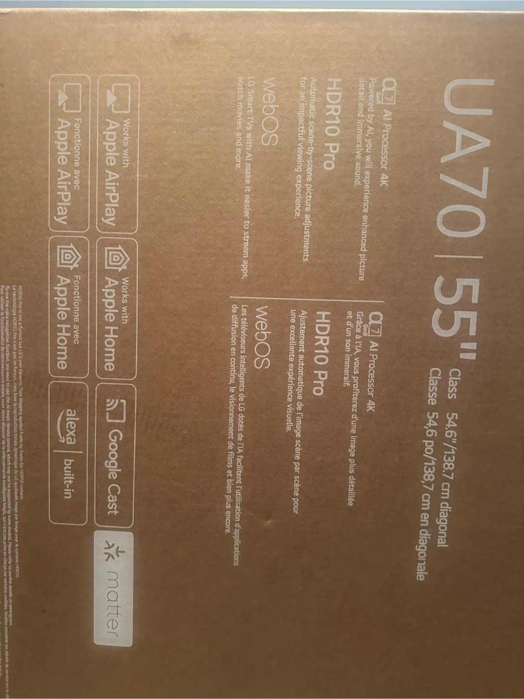 LG 55" UHD AI 4K Smart TV UA70. Unopened brand new. - photo 2