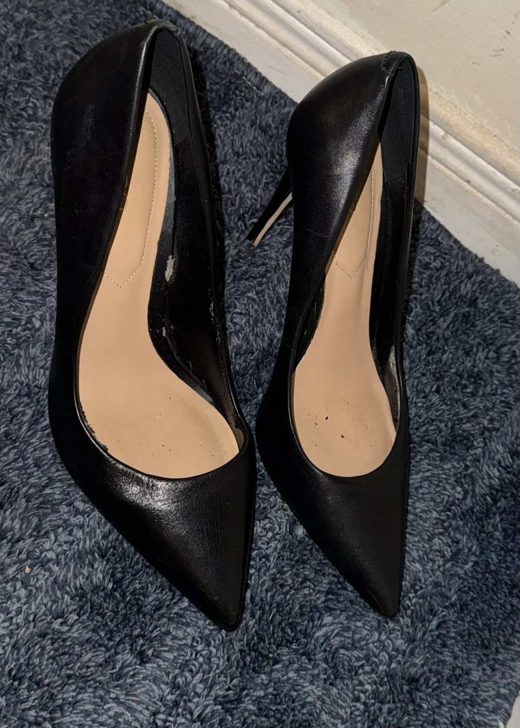 ALDO Black Leather Pointed Toe Heels