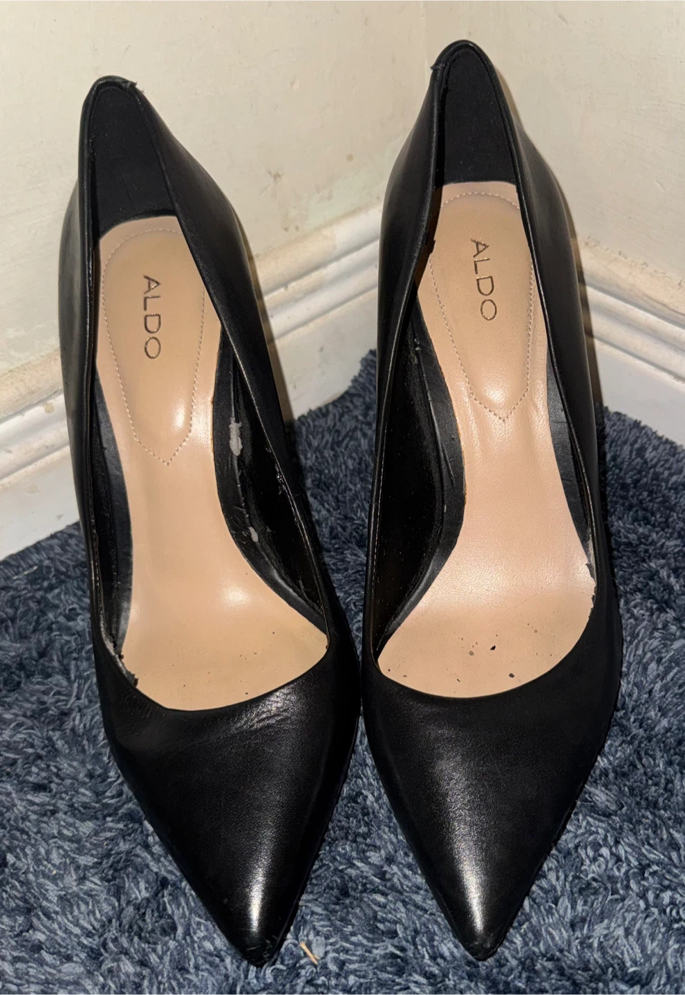 ALDO Black Leather Pointed Toe Heels - photo 2