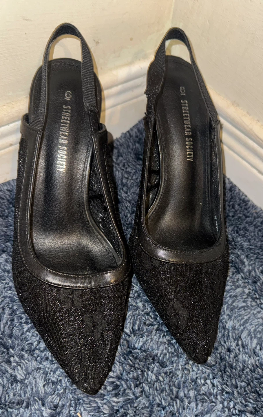 Black Lace Slingback Heels - Streetwear Society - photo 2