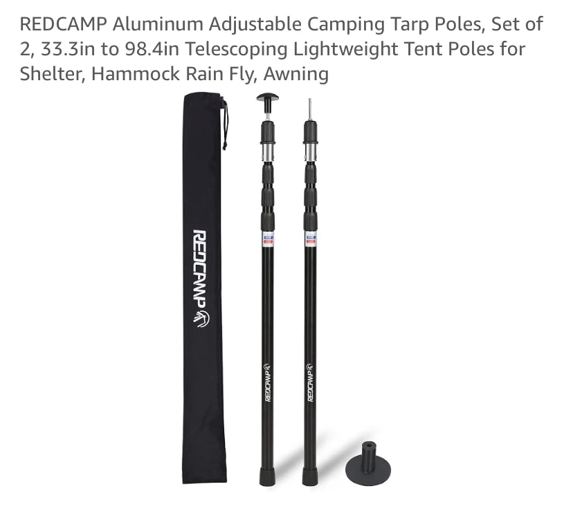 REDCAMP Aluminum Adjustable Camping Tarp Poles 90”