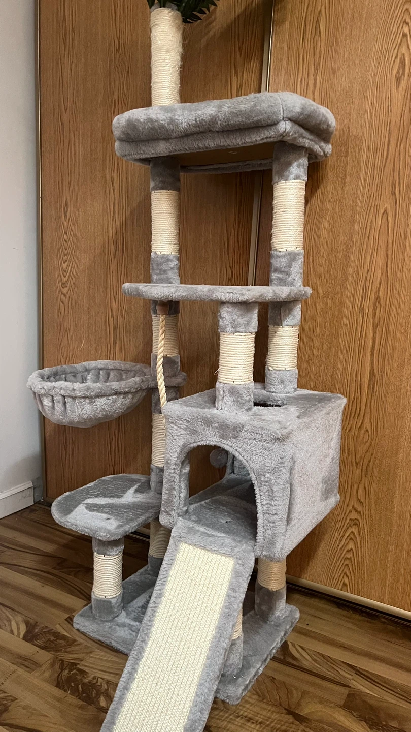 Grey Cat Tree Condo with Perches and Hammock - photo 3