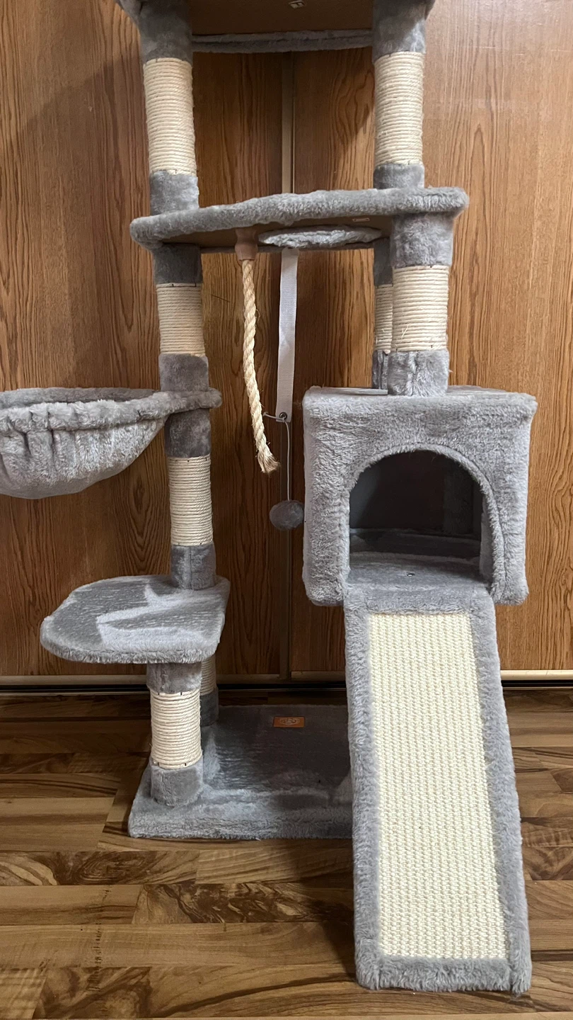 Grey Cat Tree Condo with Perches and Hammock - photo 4