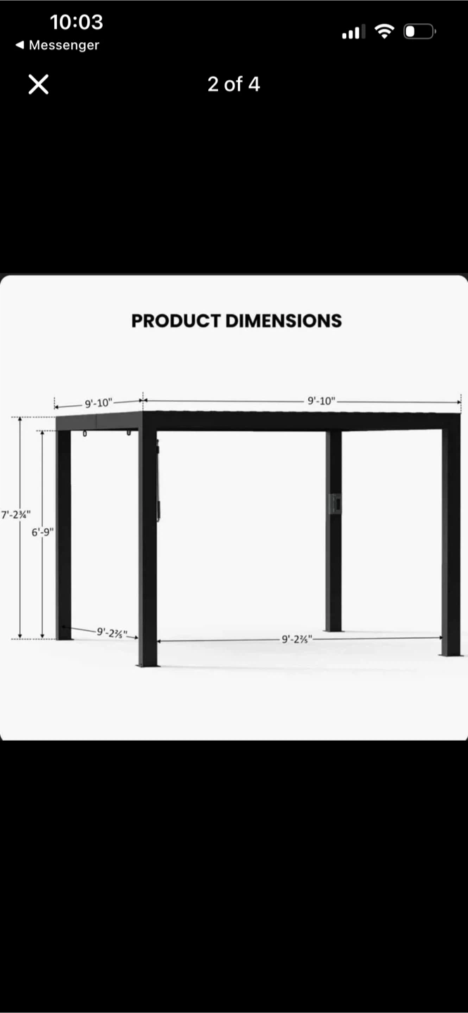 BNIB 10’ x10’ Louvered Pergola - photo 2