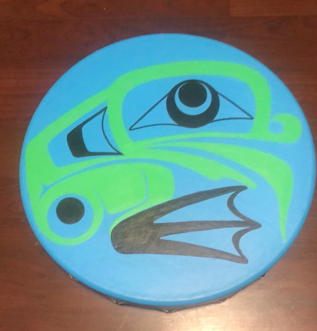 Indigenous Drum-Frog painted by Eric Parnell
