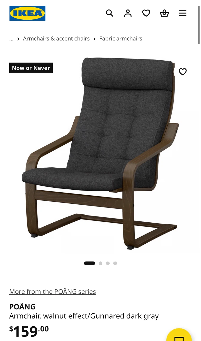 IKEA POÄNG Armchair - Walnut effect/Dark Gray