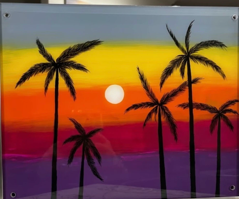 Sunset Palm Tree Acrylic Wall Art