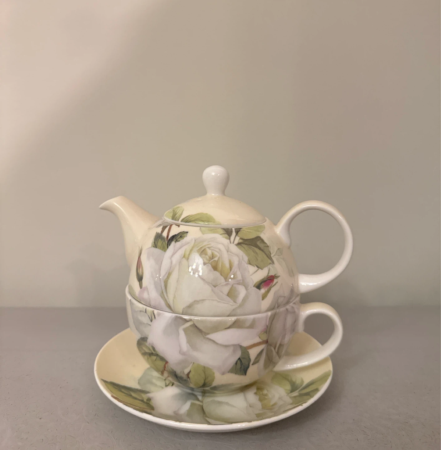 Modern House Teapot, Cup, and Saucer Set