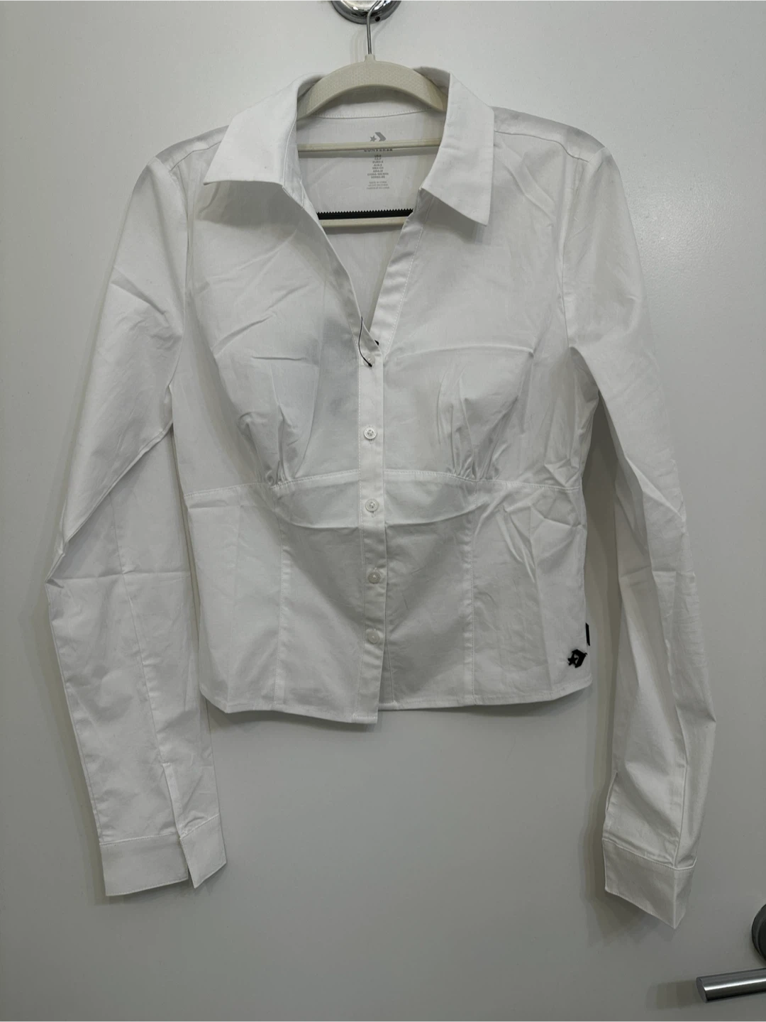 Women's White Long Sleeve Button-Up Shirt