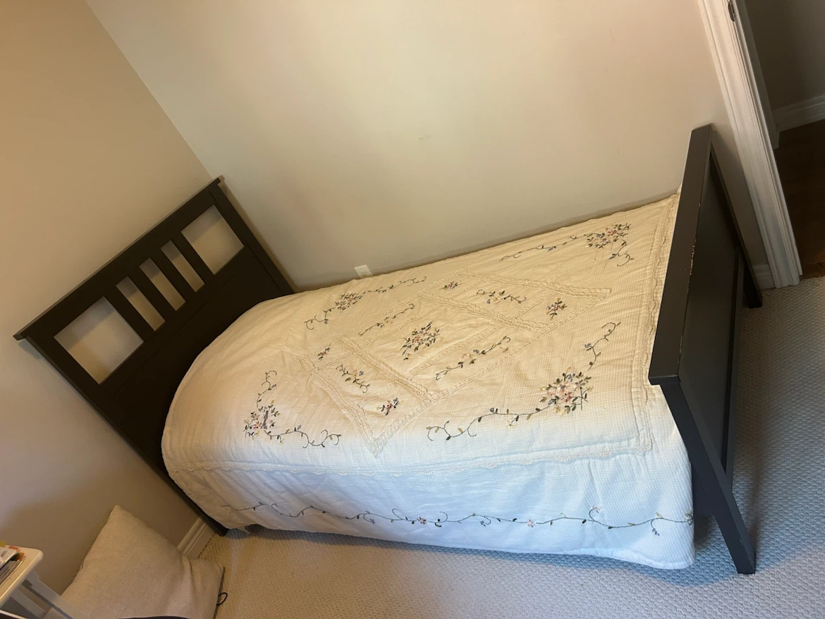 Ikea Twin Bed Frame - White- Dark brown