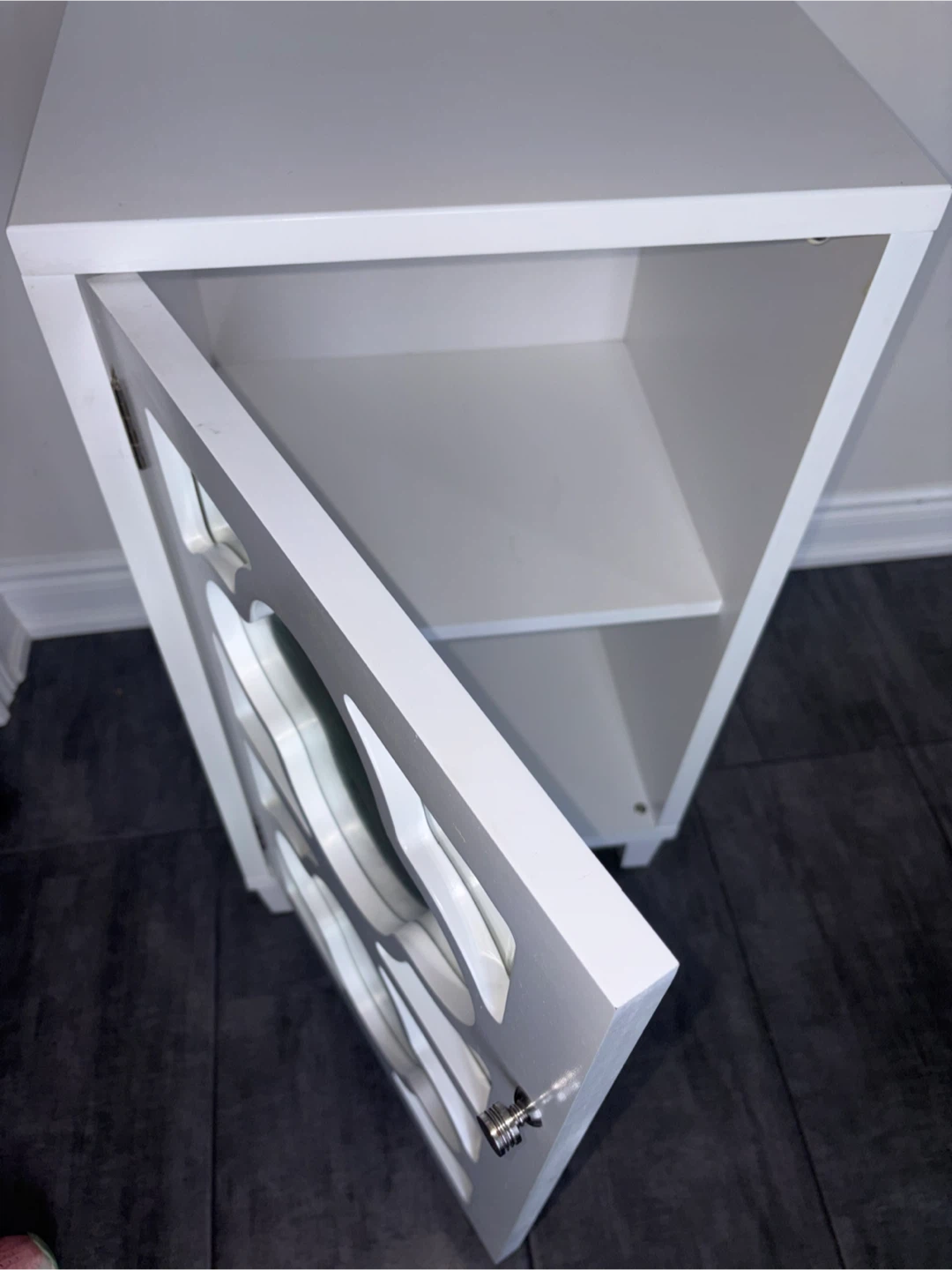 White Accent Cabinet with Mirrored Door - photo 3