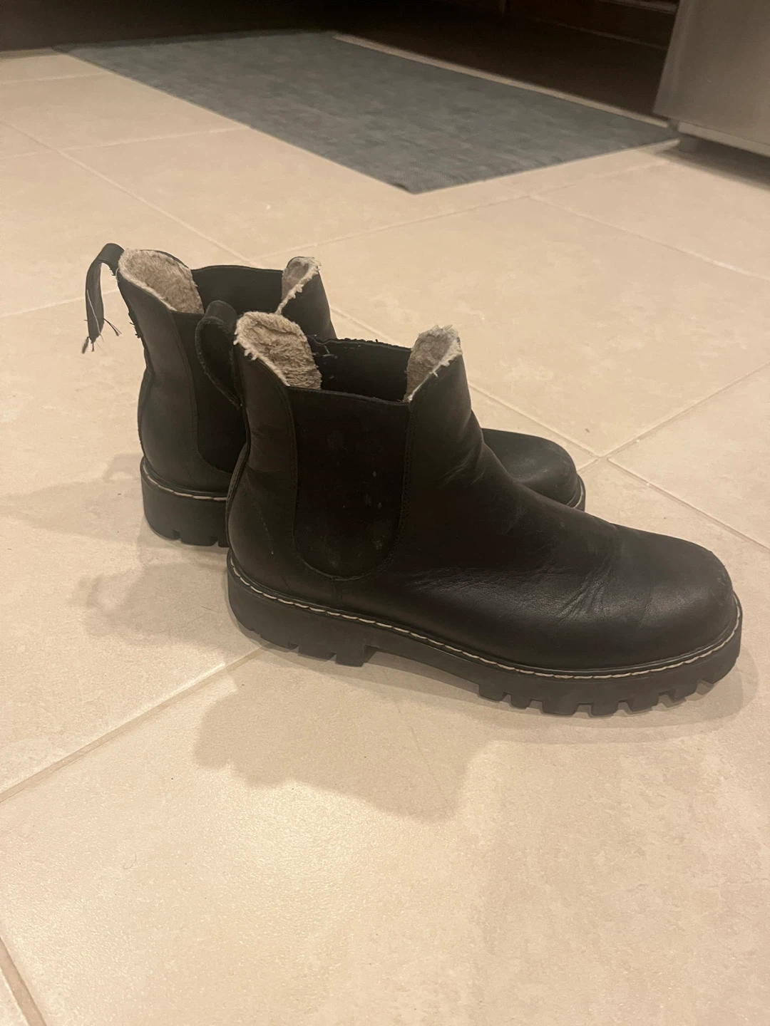 Black Sheepskin Leather Chelsea Boots