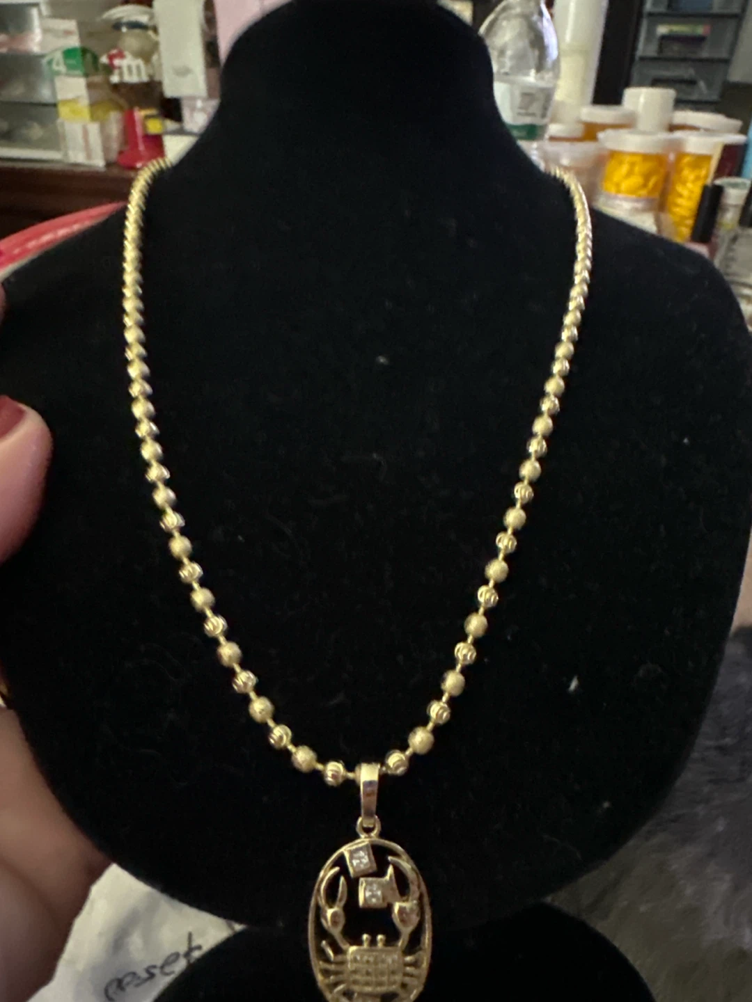 14k Gold laminated Crab Pendant Necklace