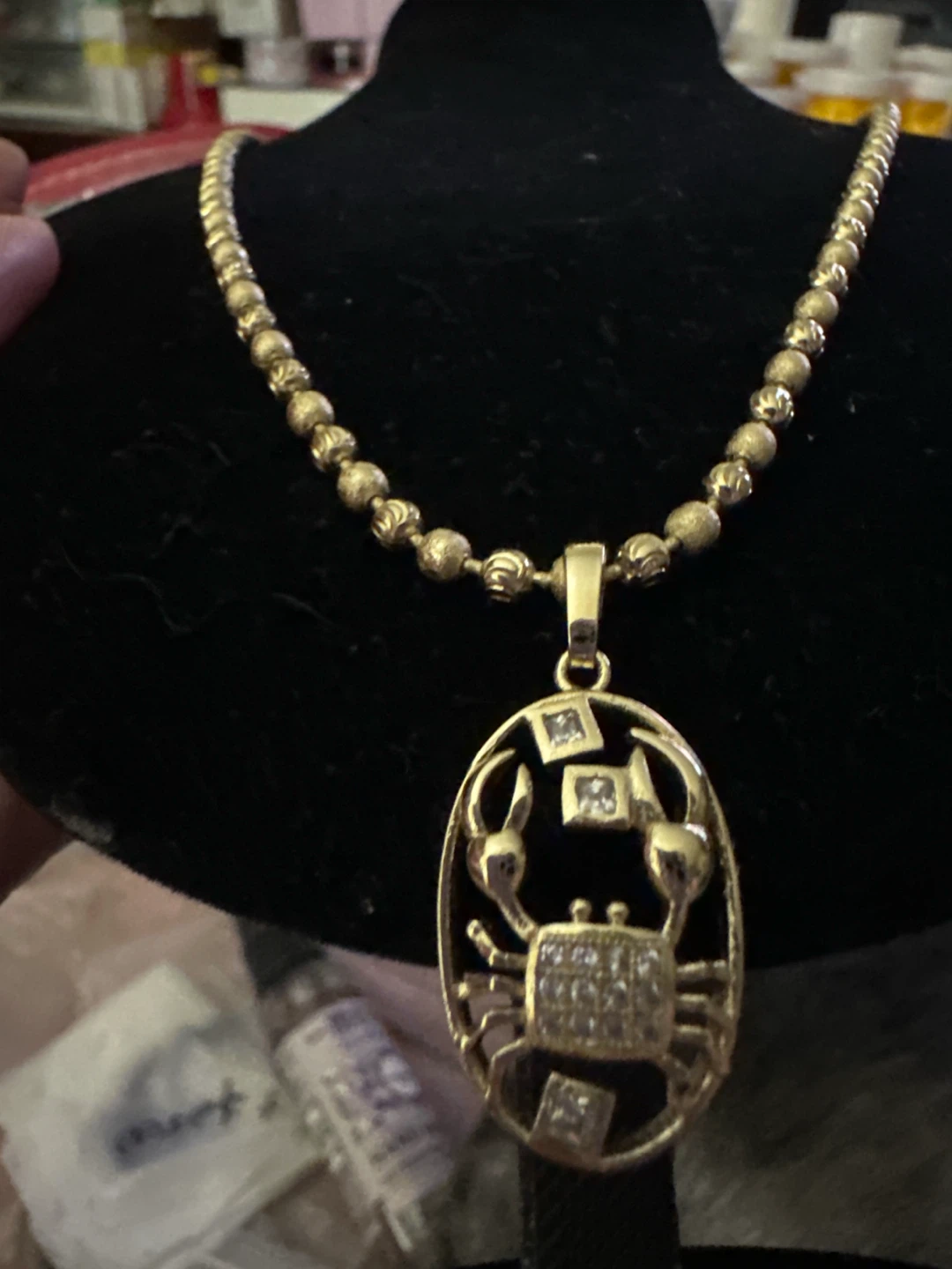 14k Gold laminated Crab Pendant Necklace - photo 2