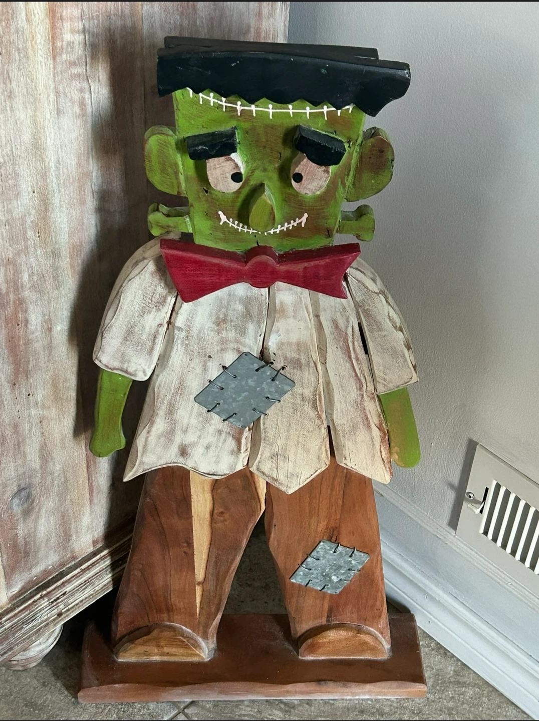 Wooden Frankenstein Halloween Decoration
