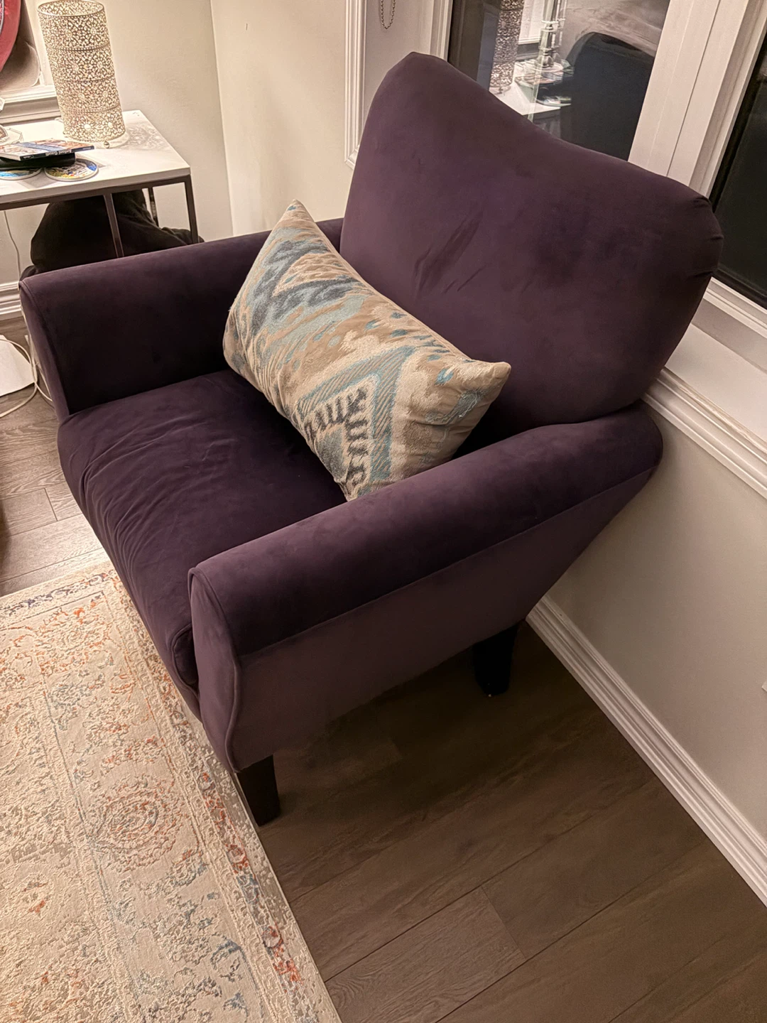 Purple Velvet Accent Chair