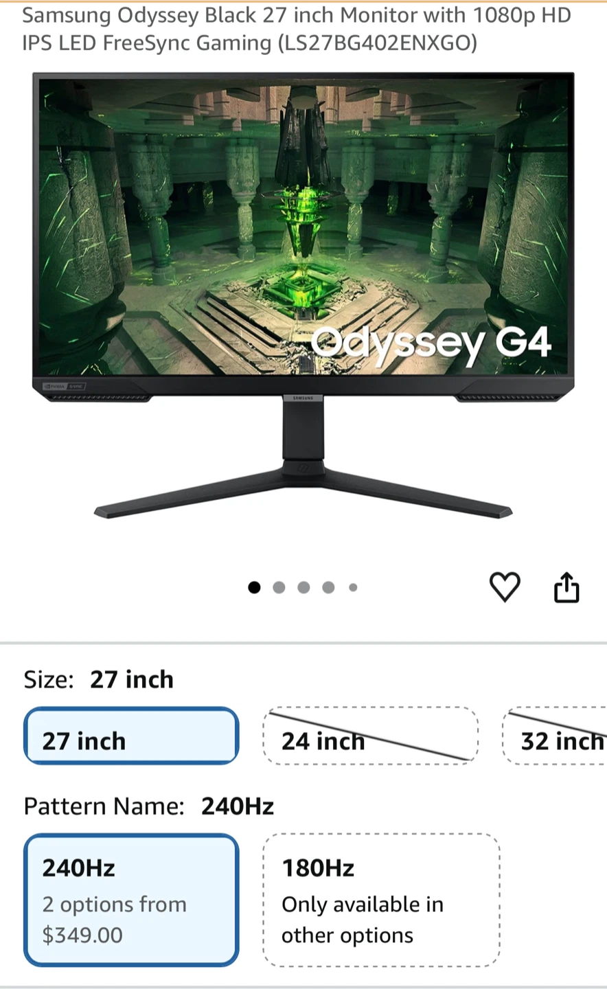 Samsung Odyssey G4 27" 240Hz Gaming Monitor (LS27BG402EN)