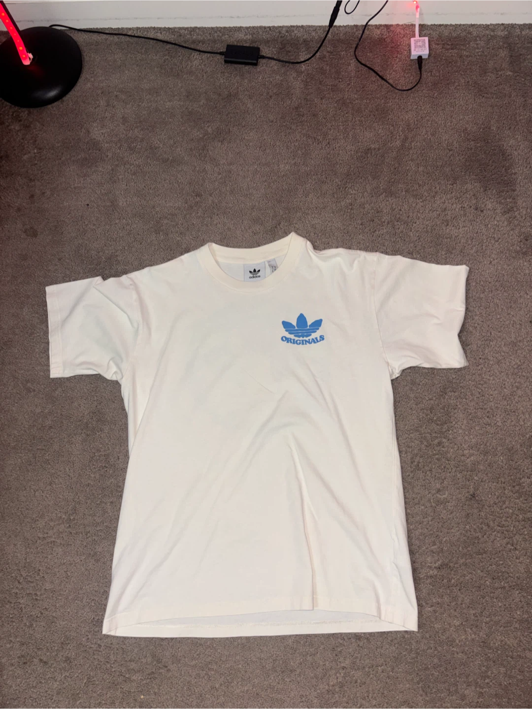 Adidas Originals White T-Shirt with Earth Graphic - Size Medium