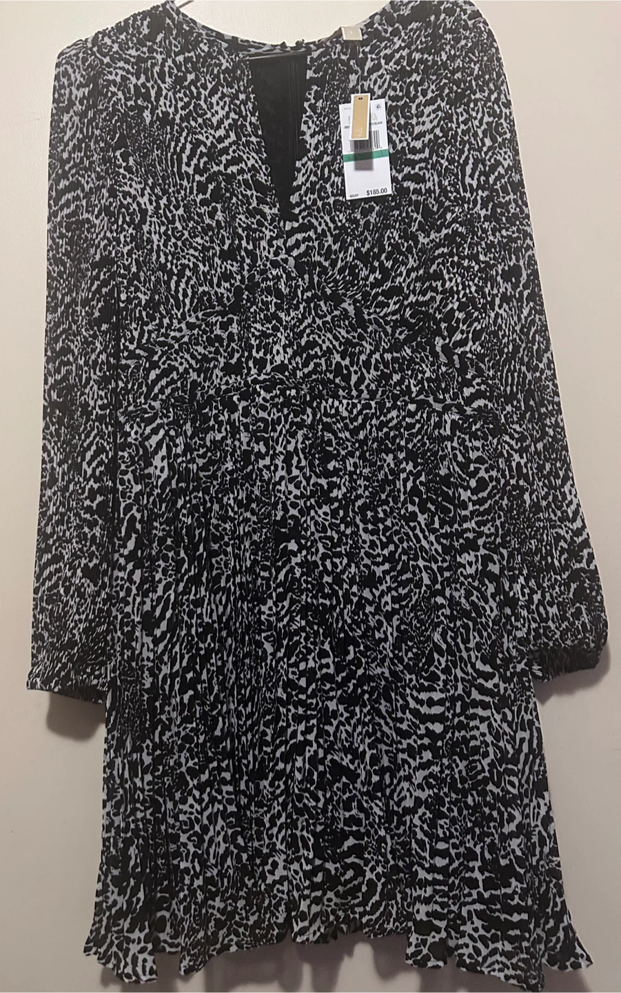 Michael Kors Animal Print Pleated Midi Dress - Size L