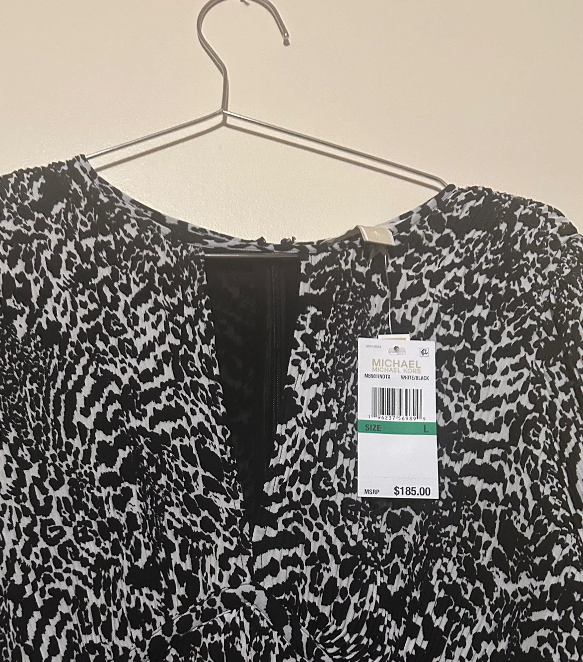 Michael Kors Animal Print Pleated Midi Dress - Size L - photo 3