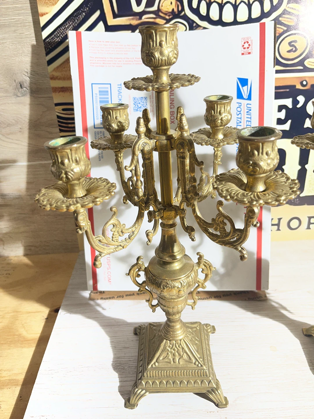 00-296 Vintage Brass Candelabra set of 2