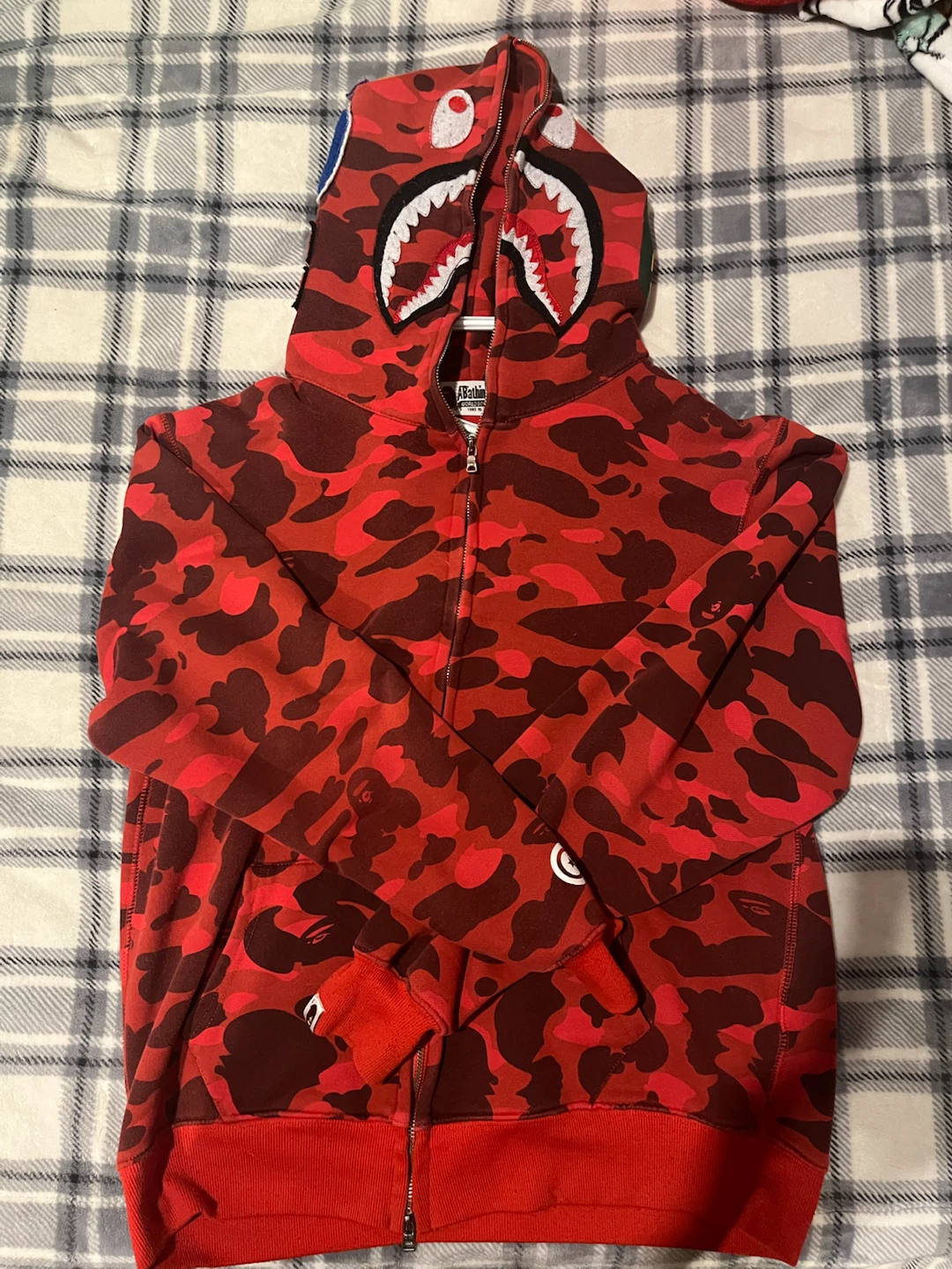 A Bathing Ape Red Camo Shark Full-Zip