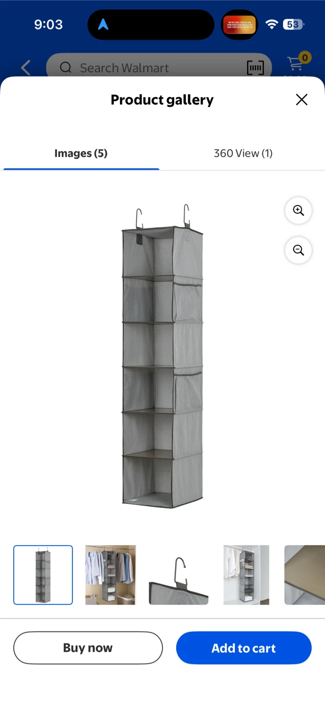 Grey 7-Shelf Hanging Closet Organizer