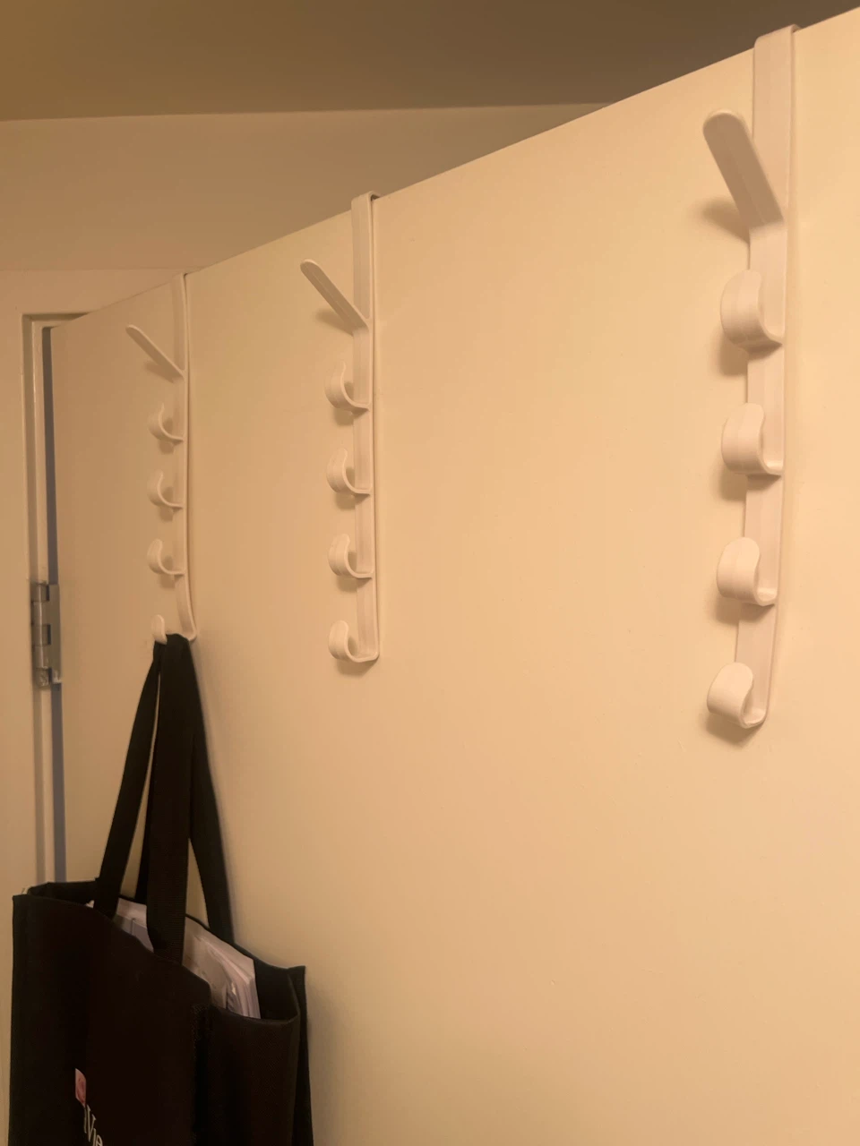 3x White Over-the-Door 4-Hook Organizer