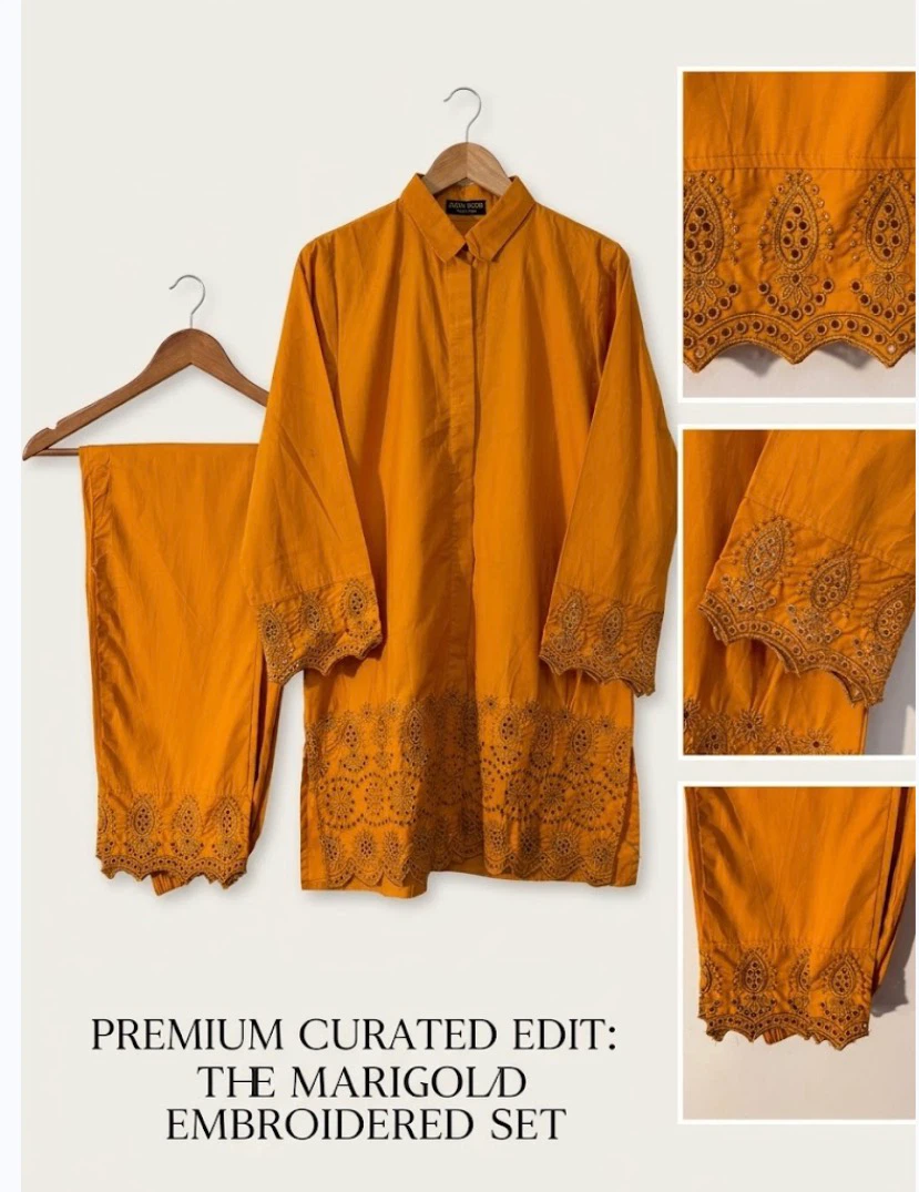 Marigold Embroidered Cotton Set