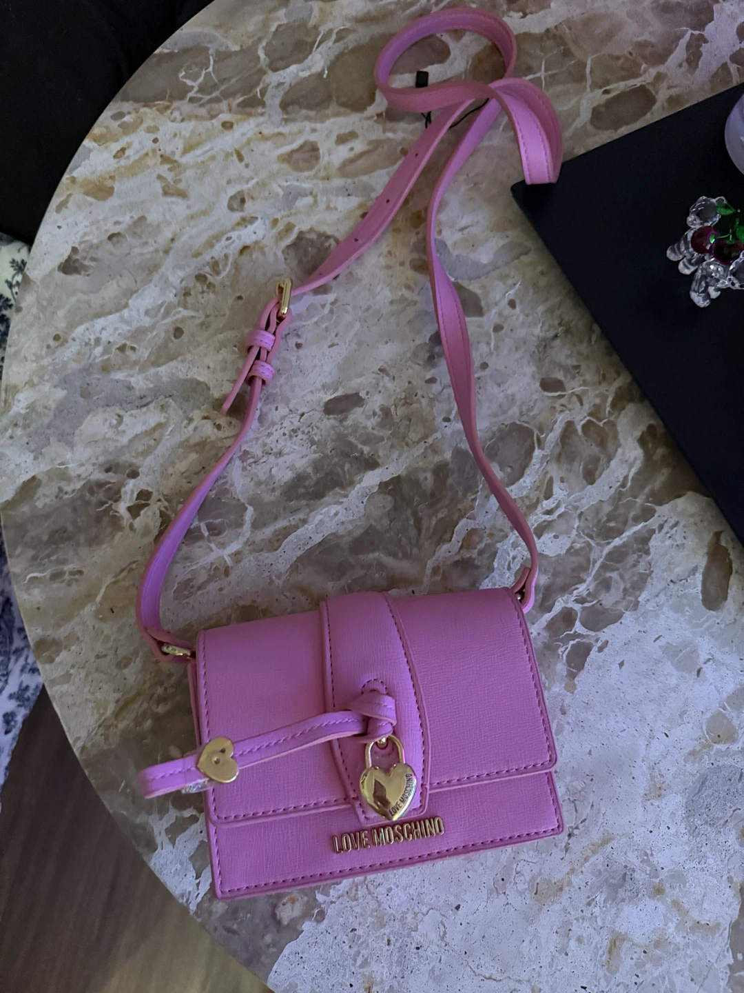 Love Moschino Pink Heart Lock Shoulder Bag
