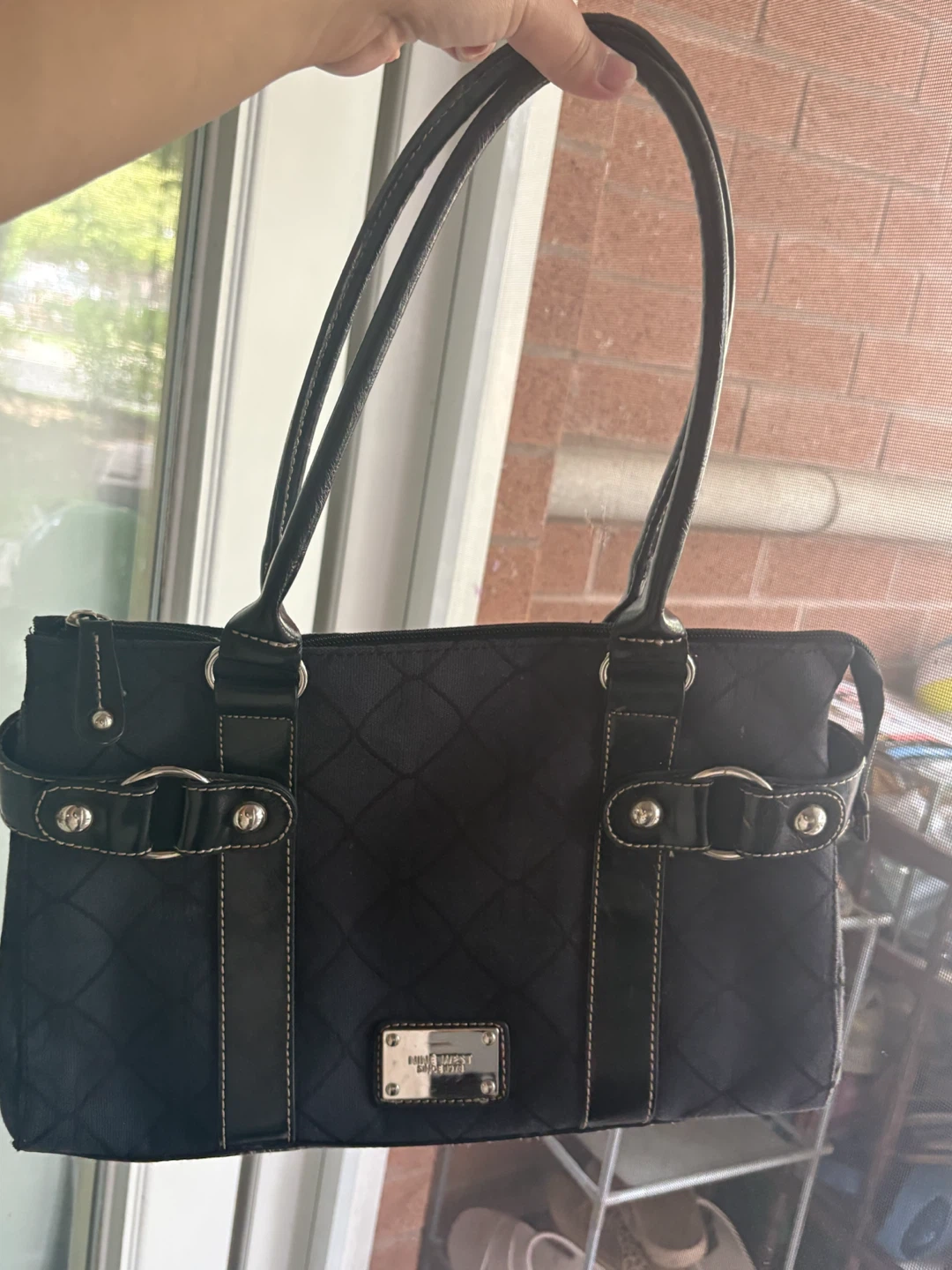 Nine West Black Quilted Tote Bag