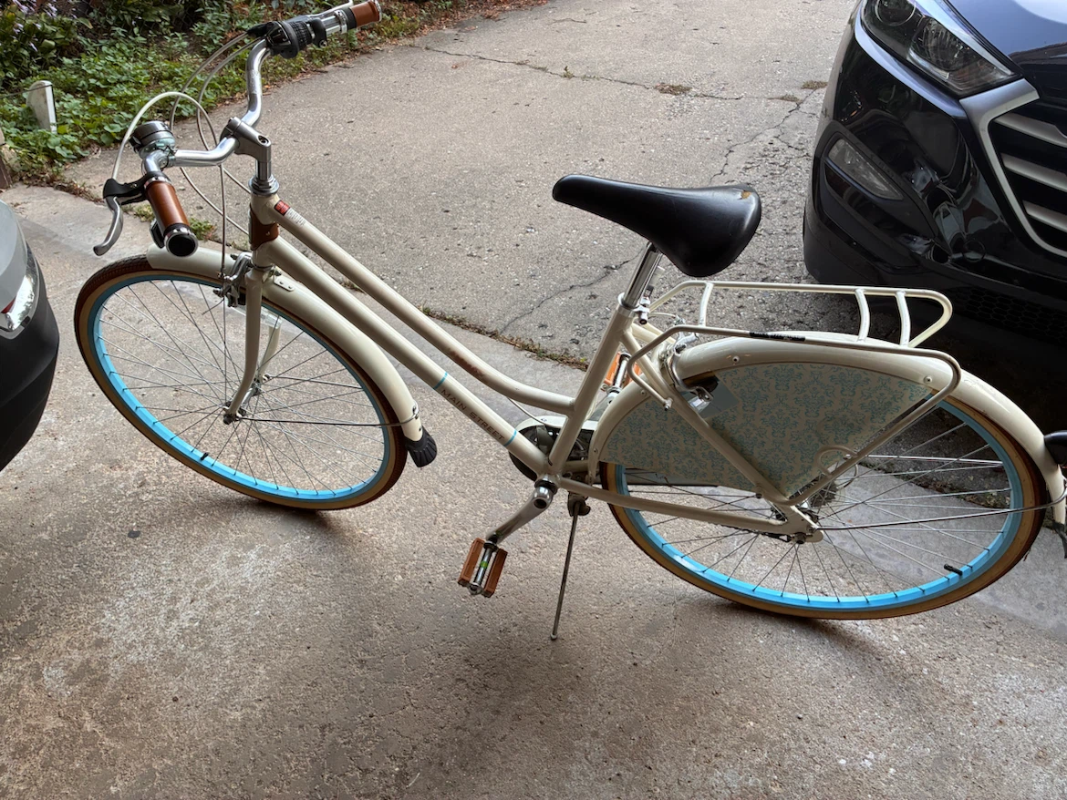 Cream and Blue Cruiser Bicycle