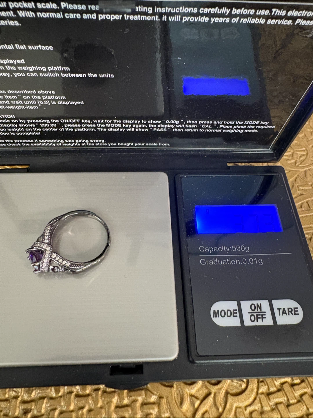 14k Black Solid Gold Ring with Purple Stone - photo 2